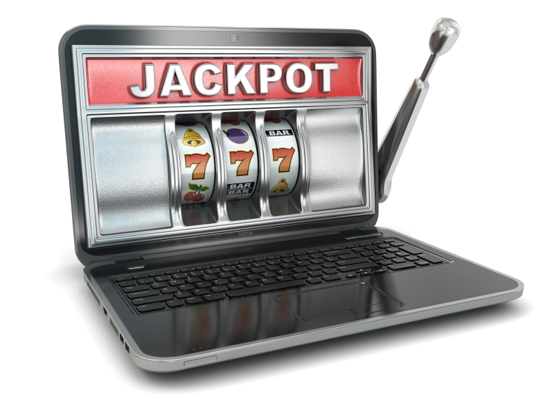 9914001-jackpot-online-gambling-concept-laptop-slot-machine